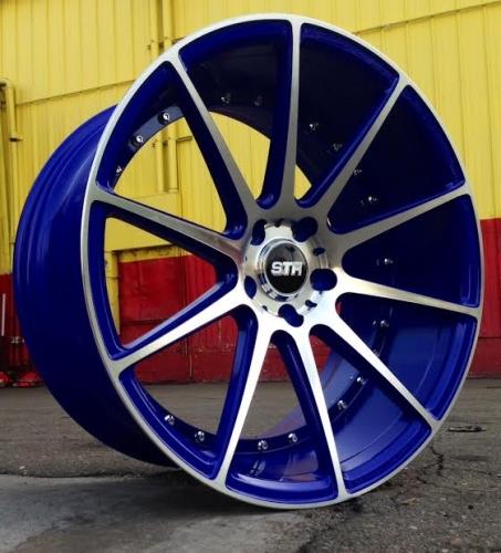 STR RACING-803 METALLIC BLUE MACH FACE 20X8.5 5X4.5+40 +73.1 **STAGGERED ONLY**